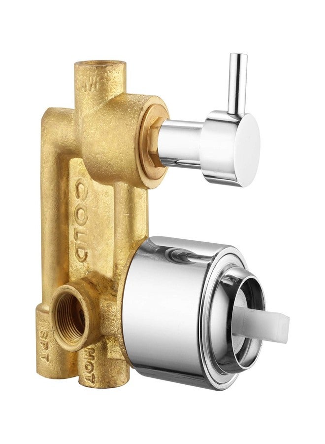 SPAZIO مجموعة كاملة من صنابير SPAZIO النحاسية ذات 5 اتجاهات، تتضمن ذراعًا واحدًا مخفيًا، وخلاطات، ونظام تحويل ربع دورة لحوض الاستحمام والدش. - Image 4